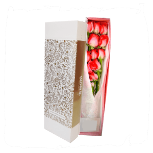 Caja Bloom x 12 rosas Colibrí Rojo